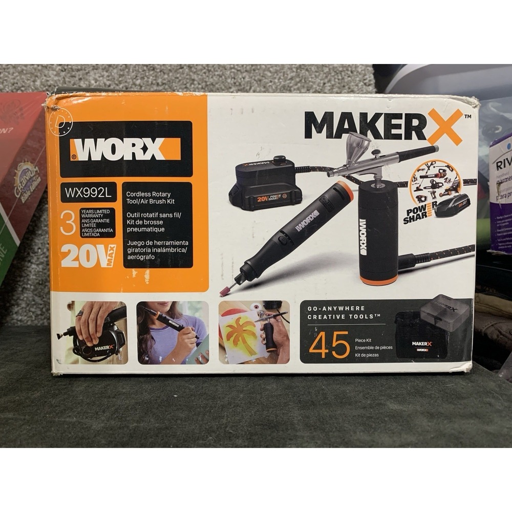 WX988L WORX 20V 2 PC MAKERX Combo: Rotary Tool + Wood/Metal Crafter